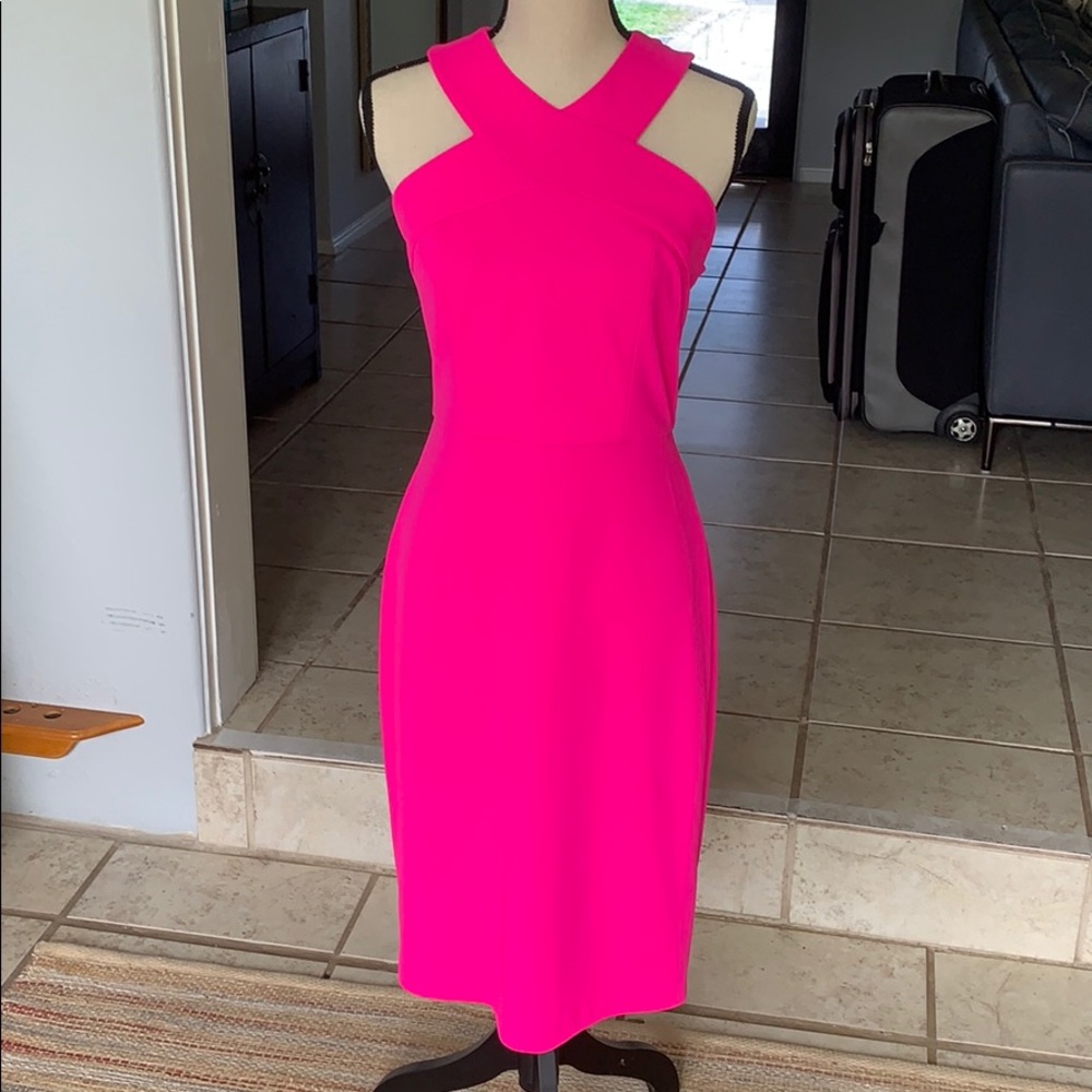 Bright Pink CeCe Halter Dress Size 4 👗